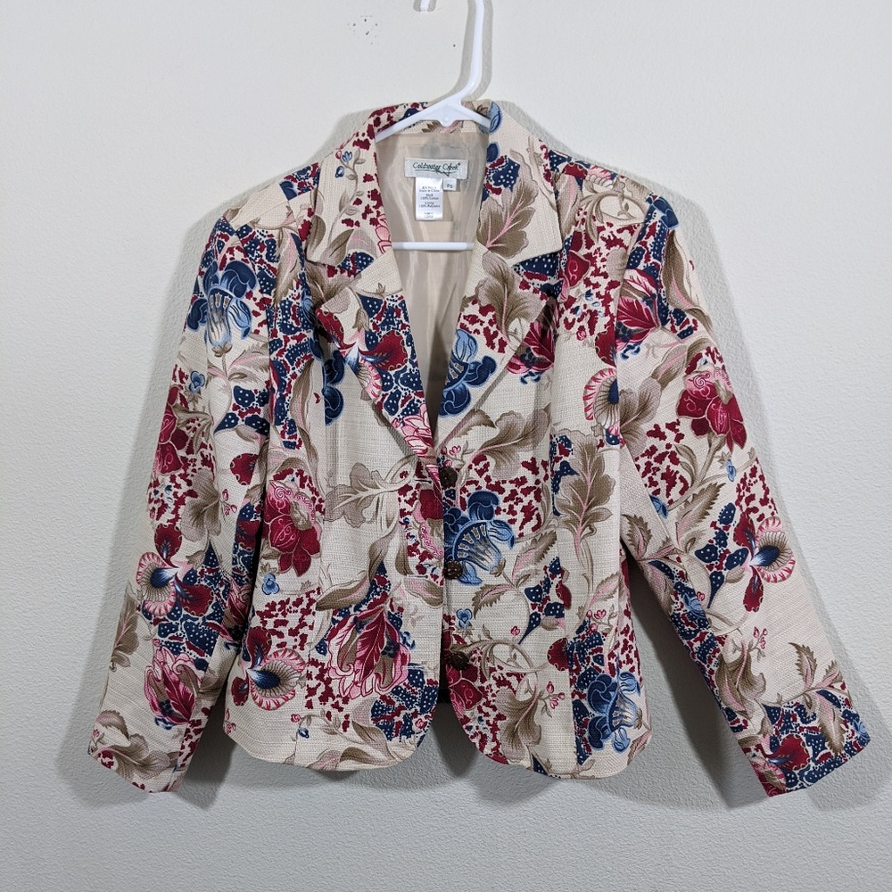 Coldwater Creek bright floral lined jacket PS